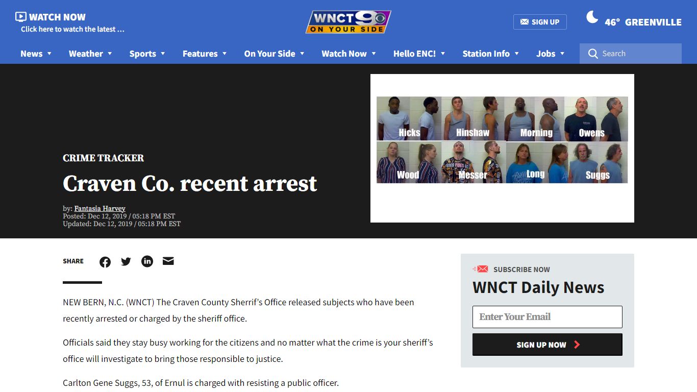 Craven Co. recent arrest | WNCT